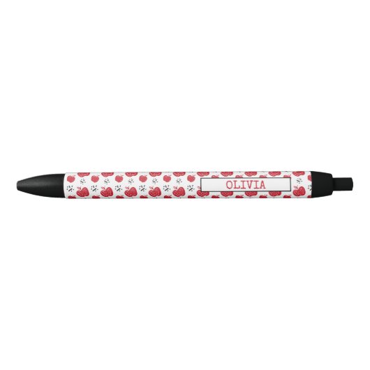Cute Red Apple Pattern Gepersonaliseerd Zwarte Inkt Pen (Voorkant)