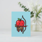 Cute Red Apple Samurai Archer Yumi Bow  Briefkaart (Staand voorkant)