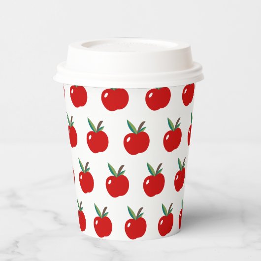 Cute Red Apples Pattern op White Background Papieren Bekers (Links)