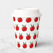 Cute Red Apples Pattern op White Background Papieren Bekers (Achterkant)