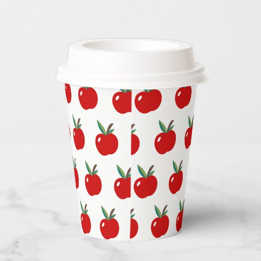 Cute Red Apples Pattern op White Background Papieren Bekers (Rechts)