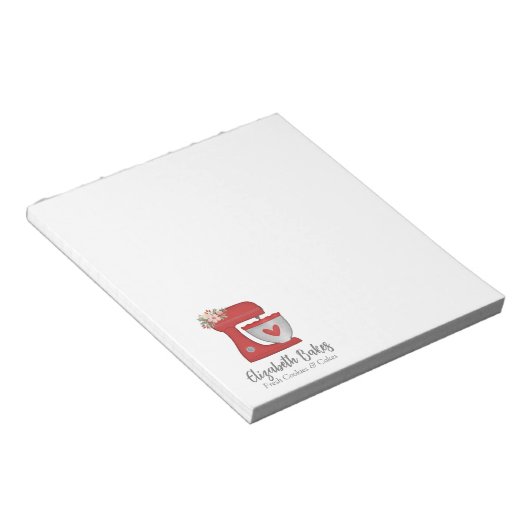 Cute Red Bakery Cake Mixer Notepad Notitieblok (Schuin)