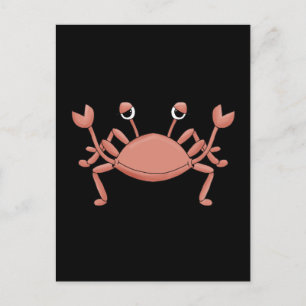 Cute Red Beach Crab Cartoon Character Design Briefkaart