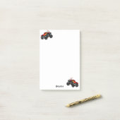 Cute Red Black Aangepaste Monster Truck Post-it® Notes (Op bureau)