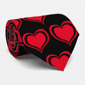 Cute Red Black Heart Valentijnsdag Pattern Love Stropdas (Opgerold)