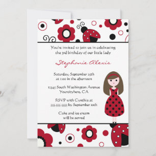 Cute red black lady bugs verjaardagsfeest kaart