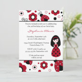Cute red black lady bugs verjaardagsfeest kaart (Staand voorkant)