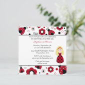 Cute red black lady bugs verjaardagsfeest kaart (Staand voorkant)