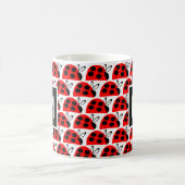 Cute Red Black Ladybug Monogram Koffiemok (Center)