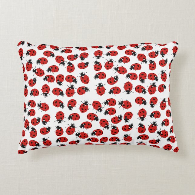 Cute Red & Black Ladybug Pattern Accent Kussen (Voorkant)