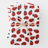 Cute Red & Black Ladybug Pattern Inpakpapier Vel (In situ)