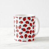 Cute Red & Black Ladybug Pattern Koffiemok (Voorkant rechts)