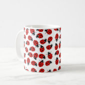 Cute Red & Black Ladybug Pattern Koffiemok (Voorkant links)