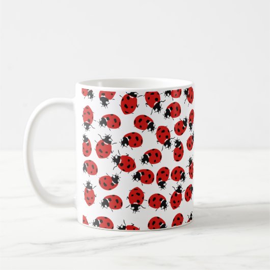 Cute Red & Black Ladybug Pattern Koffiemok (Links)