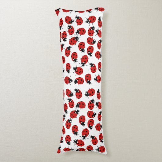 Cute Red & Black Ladybug Pattern Lichaamskussen (Voorkant Verticaal)