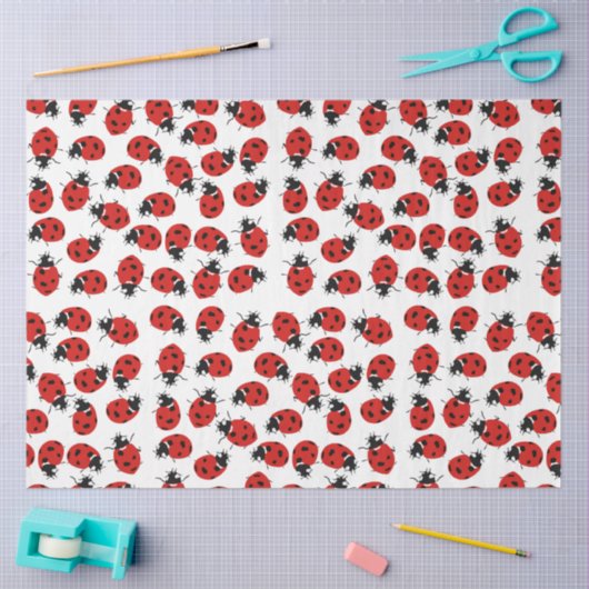 Cute Red & Black Ladybug Pattern Tissuepapier (Craft)