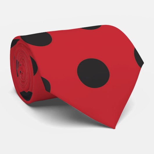 Cute red black polka stipt stropdas (Opgerold)