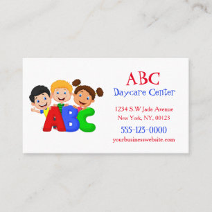 Cute Red Blue Green Childcare Daycare Babysitter Visitekaartje