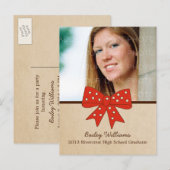 Cute Red Bow Afstuderen Briefkaart (Voorkant / Achterkant)