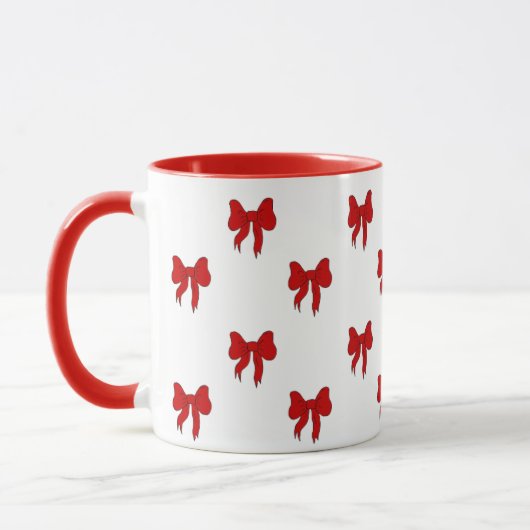 Cute Red Bow Pattern Mug | Gift for Her (Gauche)