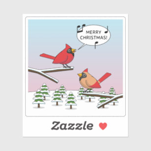 Cute Red Cardinaal Singing Merry Kerstmis Sticker
