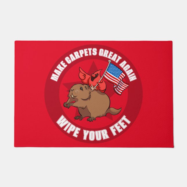 Cute Red Cardinal Make Carpets Great Again Cartoon Deurmat (Voorkant)