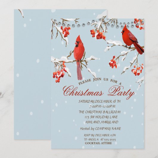 Cute Red Cardinals Tree Sneeuwkerst Kaart (Voorkant / Achterkant)