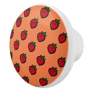 Cute Red Cartoon aardbeien voor vegetariërs Keramische Knop