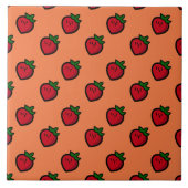 Cute Red Cartoon aardbeien voor vegetariërs Tegeltje (Voorkant)