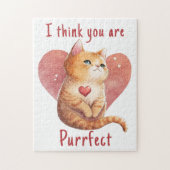 Cute red cat love pun leuke Valentijn Legpuzzel (Verticaal)