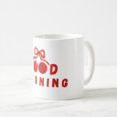 Cute Red Cherry Bow Good Morning Coffee Mug Koffiemok (Voorkant rechts)