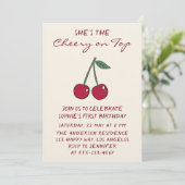 Cute Red Cherry | Cherry on Top First Birthday Kaart (Staand voorkant)