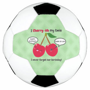 Cute Red Cherry Kawaii Twins Birthday Voetbal
