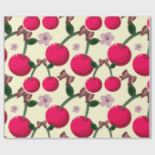 Cute red cherry pattern  cadeaupapier (Vlak)