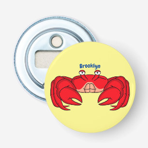 Cute red crab cartoon illustratie button flesopener