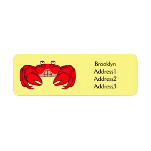 Cute red crab cartoon illustratie etiket