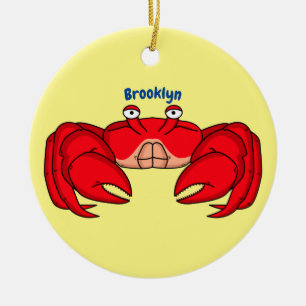 Cute red crab cartoon illustratie keramisch ornament