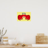 Cute red crab cartoon illustratie poster (Keuken)