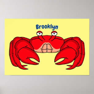 Cute red crab cartoon illustratie poster