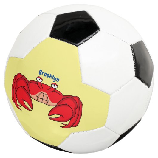 Cute red crab cartoon illustratie voetbal (Drie kwart)