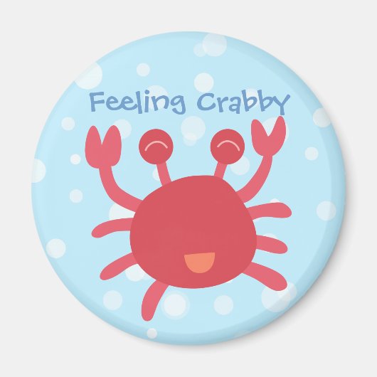 Cute Red Crab Feeling Crabby Pun Magneet (Voorkant)