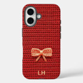 Cute Red Crochet Bow Yarn Custom Name Case-Mate iPhone Case (Achterkant)