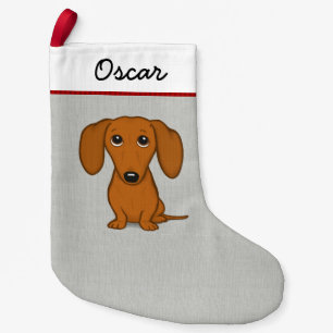 Cute Red Dachshund   Funny Cartoon Wiener Dog Kleine Kerstsok