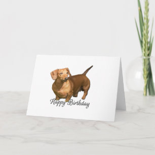 Cute Red Dachshund wenst een gelukkige verjaardag Kaart