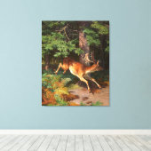 Cute Red Deer in het bos Canvas Afdruk (Insitu (Houten vloer))