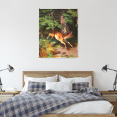 Cute Red Deer in het bos Canvas Afdruk (Insitu (Slaapkamer))