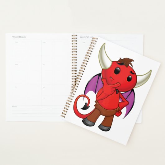 Cute Red Devil Character Thinking Mischievous (Devant avec enveloppe)