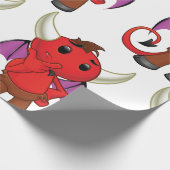 Cute Red Devil Character Thinking Mischievous Cadeaupapier (Hoek)
