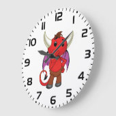 Cute Red Devil Character Thinking Mischievous Grote Klok (Hoek)