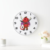 Cute Red Devil Character Thinking Mischievous Grote Klok (Huis)